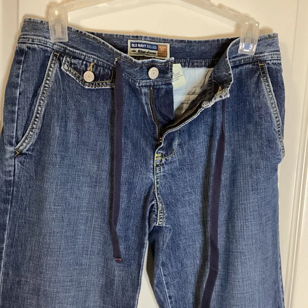Old Navy Just Below The Waist Women's Wide Leg Denim Jeans Size 4 Draw String - Picture 4 of 8
